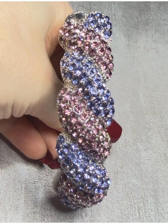 Jewelry - Pave Purple Pink Rhinestone Magnetic Bracelet Twist Design